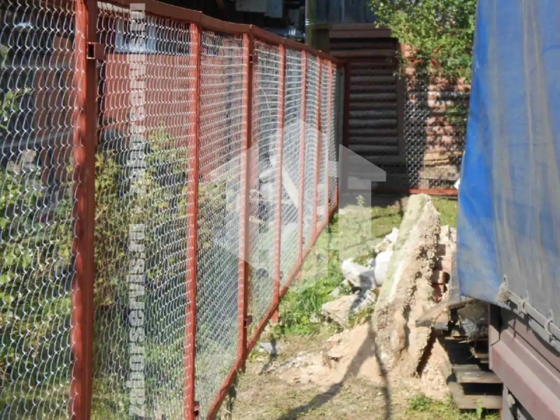 Забор из сетки рабицы в натяг секционный 20 метров