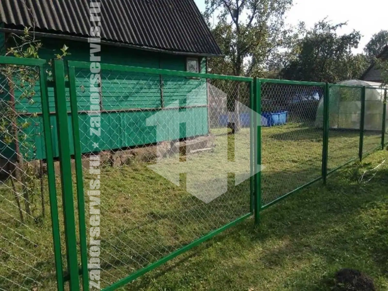 Забор из сетки рабицы в натяг секционный 6 соток