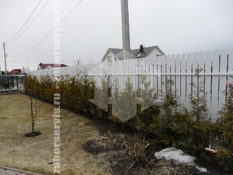 Забор из евроштакетника с бетонированием столбов 117 метров